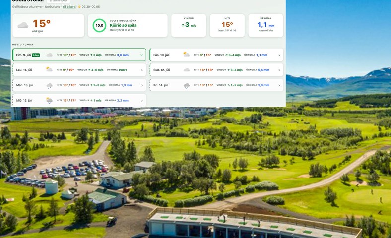 Nýr vefur léttir lífið fyrir íslenska kylfinga: Allar golfveðurspár á einum stað 